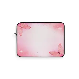 Pink Butterfly Laptop Sleeve, Floral Computer Case, Girly Tech Accessories, Cute Tablet Cover, Feminine Macbook Bag