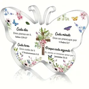 1pc, Spanish Acrylic Gifts - Religious Inspirational Gift With Verse Prayers Gifts For Women Faith Keepsake Paperweights For Home Decor Scripture Gifts For Valentines Birthday Gifts