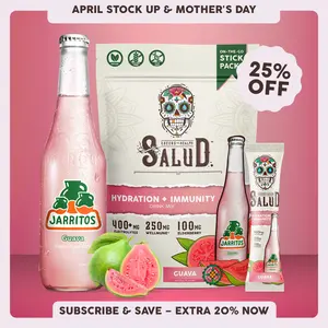 Salud x Jarritos 2-in-1 [Hydration & Immunity - Guava] Electrolytes Powder, Agua Fresca Drink Mix, Elderberry, Dairy & Soy Free, Non-GMO, Gluten Free, Vegan, 1g Sugar (15 Servings)