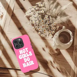 Pink Hot Girls Do Hair, Hair Stylist Phone Case, Cute Phonecase for Salon Worker, Gift for Hairdressers Protection Cover Custom Protective iphone case