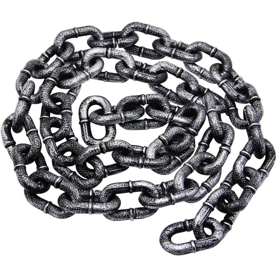 6FT Halloween Plastic Chains-Costume Accessories,  Black Chain Links for Decor Haunted House, Prisoner Theme, Scary Party  Props