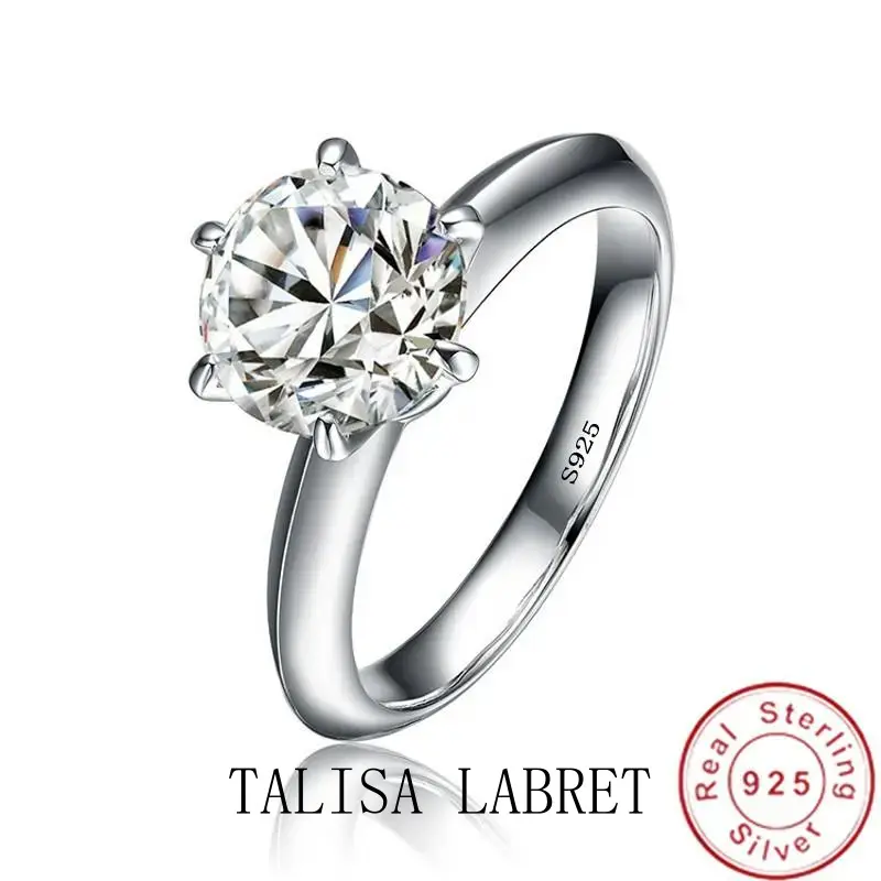 99% OFF Solitaire 1ct Lab Diamond Ring 100% Real 925 sterling silver Engagement Wedding band Rings for Women men Party JewelryTALISA