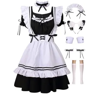 Women's Anime Cosplay French Apron Maid Fancy Dress Costume