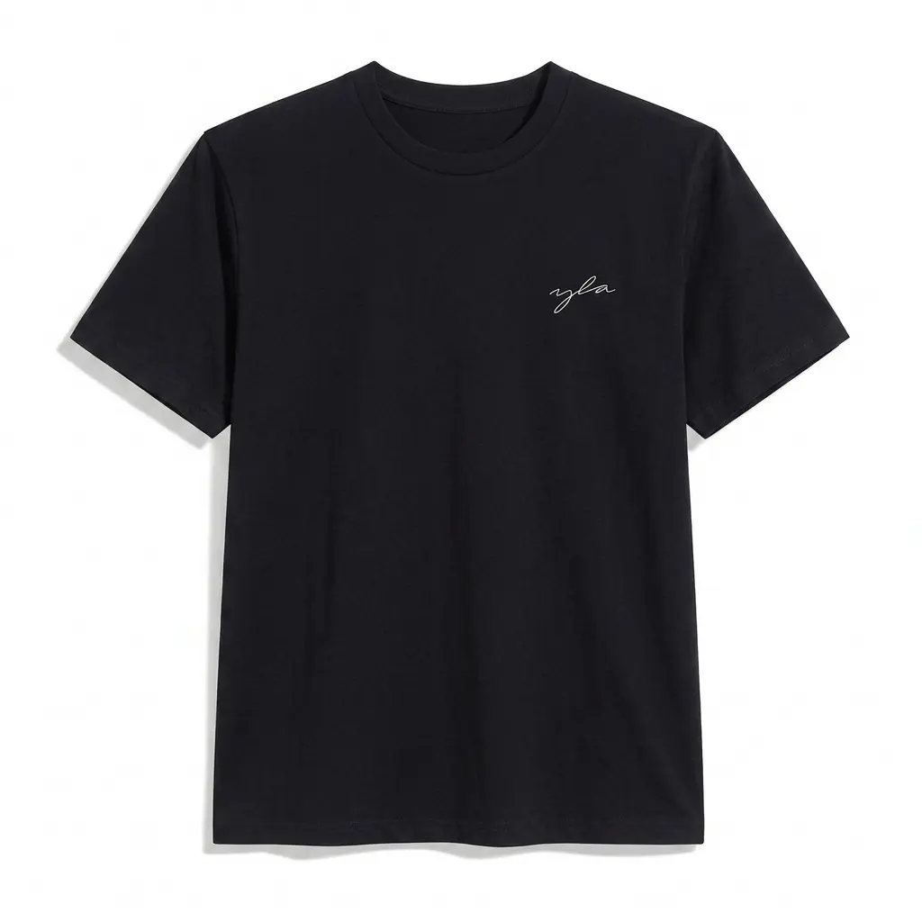 Minimalist Signature Embroidered T-Shirt Premium Black Crewneck Tee Casual Luxury Streetwear Short Sleeve Apparel