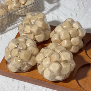 Explorinox Wooden Block Filled Stress Ball Shapeable Anxiety Relief Cube Filling Ball Squeeze Toy Portable Travel Calming Textured Ball Sensory Fidget Toy