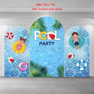 Pool Party Arch Elastic Background Cloth, Summer Swimming Theme, Perfect for Kids Birthday Parties, Pool Party Photography Backdrop, Party Decorations Banners