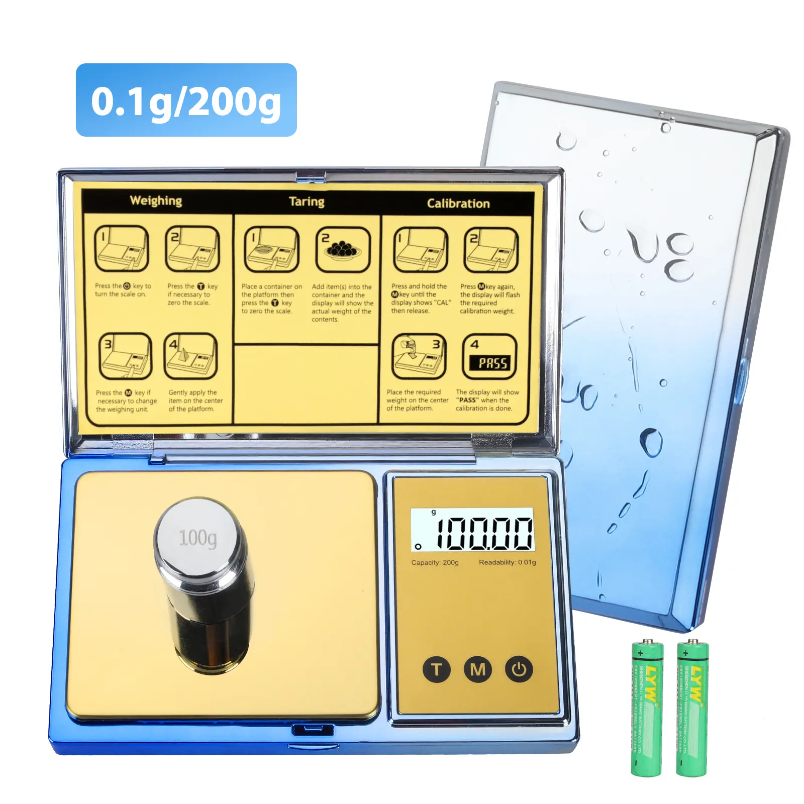 iiiBUMWOW Smart Digital Pocket Industrial Scale, 200g/0.01g High Precision Scale with ABS Lid, Backlit LCD Display, 6 Units, Tare Function, Auto On/Off, Fast Reading for Gold, Coffee, Jewelry