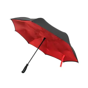 41.5 in. Wide Long Handle Rain and Sun Umbrella, Double-Ribbed with Wind-Proof Reverse Open/Close Technology