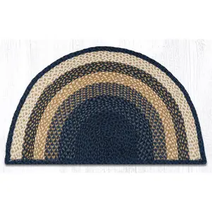 Earth Rugs SC-79 Lt. Blue / Dk. Blue / Mustard Large Rug Slice 24 x 39 inch