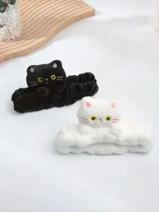 Cute Plush Cat Hairbands, High Elasticity Warm Winter Headbands, Suitable for Makeup Bath Yoga, Non-Damaging Hair Accessories