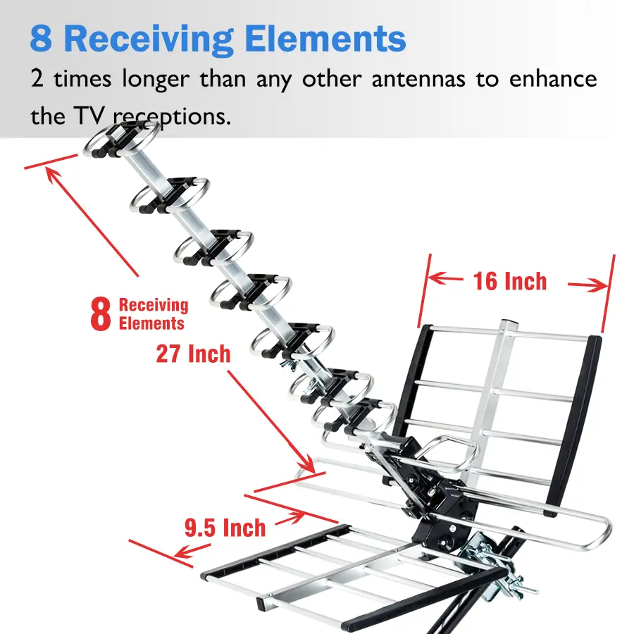 Five Star HDTV Antenna 2024 Newest Version VHF/UHF 4K Long Range with 40ft RG6 Cable, ATSC 3.0 Ready, Mounting J Pole Included