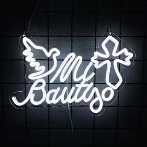 Mi Bautizo Neon Signs, Led Neon Lights for Wall Decor, Baptism Decorations, Perfect For Children's Birthday Party Decoration, Baptism, Bedroom, Garden, Birthday, Christmas