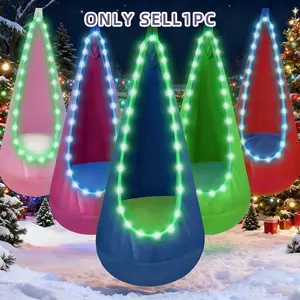 Colorful Swing Seat Set with Lights, Hanging Hammock Chair with Inflatable Pillow, Indoor and Outdoor Use, Festival Gift, Swing Egg Chair, Curved Chair Swing