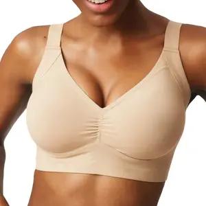 VRCOMFY Women's Comfortable Wireless Bras Push Up Bralettes Seamless T-Shirts Deep V Everyday Bras - Womenswear
