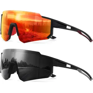 TURBOPEP 2 Pairs Professional Sports Sunglasses, Windproof Polarized Sunglasses for Men and Women ,Fishing, Baseball, Running, Sports Sunglass, UV400 Protection High Quality goggles