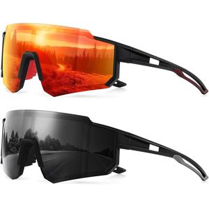 TURBOPEP 2 Pairs Professional Sports Sunglasses, Windproof Polarized Sunglasses for Men and Women ,Fishing, Baseball, Running, Sports Sunglass, UV400 Protection High Quality goggles