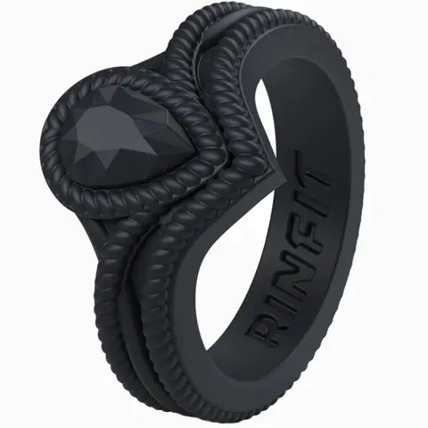 Rinfit Silicone Rings for Women with a Molded Pear Design, Silicone Wedding Band and Statement Ring for Her, Flexible for Work, Gym, Pregnancy, Travel and Everyday Wear, Patented Design