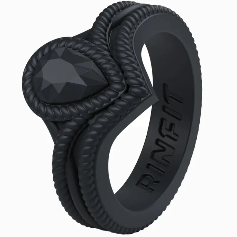 Rinfit Silicone Rings for Women with a Molded Pear Design, Silicone Wedding Band and Statement Ring for Her, Flexible for Work, Gym, Pregnancy, Travel and Everyday Wear, Patented Design