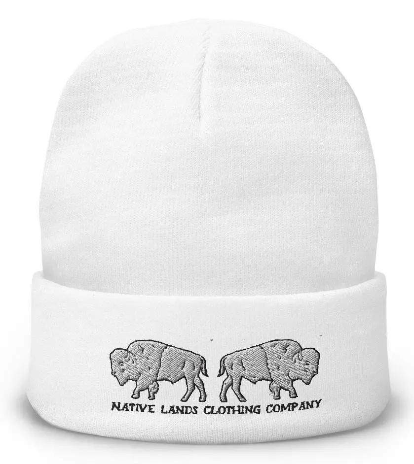 Bison Embroidered Knit Otto Beanie - Honoring First Nations, Inuit, Native American Indigenous Cultures