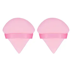 2-Pack Triangle Powder Puffs – Soft Velour Makeup Applicators for Loose Powder, Foundation, and Setting Powder – Ideal Beauty Tools for Face and Body – Pink
