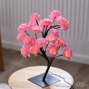 Rose Flower Design Tree Night Light, USB Powered Table Lamp, Room Lights for Bedroom, Versatile Holiday Decoration Lights For Indoor Bedroom, Valentine's Day Gift, Home Decor, Decorative