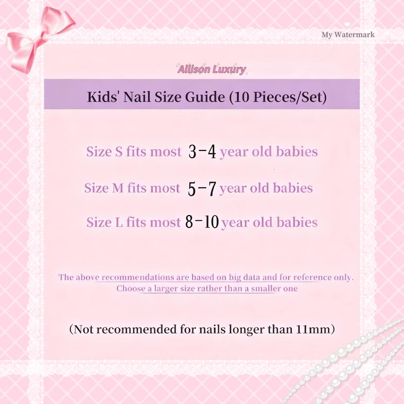 【2026】Kids' Short-Length Press-on Nails – Non-Toxic & Odor-Free | New Luxurious Whitening Finish