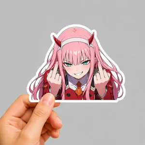 Zero Two Angry Anime Girl Vinyl Sticker, Cute Toxic Waifu Girl Decal, Waterproof Funny Anime Sticker, Decor For Car Laptop
