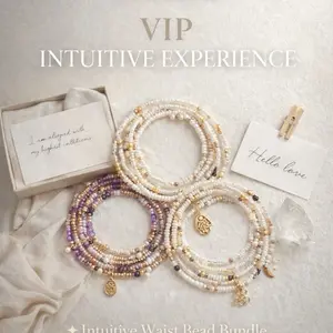 VIP Intuitive Waist Bead Experience 3-Piece Set with Ritual Gift for Protection Self-Love Money Healing Confidence Motivation