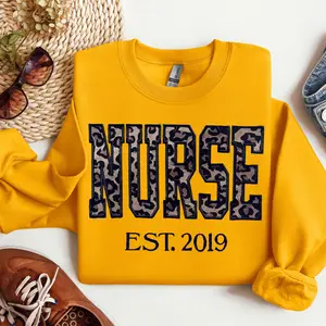 Leopard Print Sweatshirt Embroidery