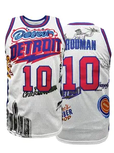Boyfriend Style "Detroit 10" Stitched Basketball Jersey, Round Neck Loose Fit Breathable Vest,Comfortable Sleeveless Tank Top, Unisex Style,Perfect for Outdoor Sports,Training,Competition