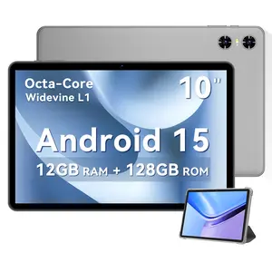 10.1-inch Tablet, Android 15 Tablet with Octa-Core Processor, 12GB RAM (4GB base, 8GB expand) 128GB ROM 1 TB Expandable, 1280x800 IPS Touch Screen, GPS, 8H Battery, WiFi, BT 5.0, 2MP+8MP Dual Camera(Grey),Spring Glow Up
