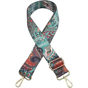 Purse Strap Replacement Guitar Style Multicolor Canvas Crossbody Strap for Handbags (37#)