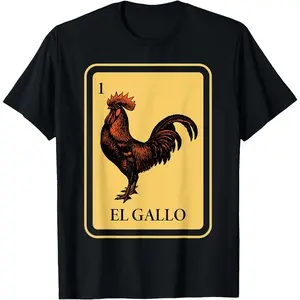 Mexican El Gallo Bingo Card Game traditional Rooster T-Shirt
