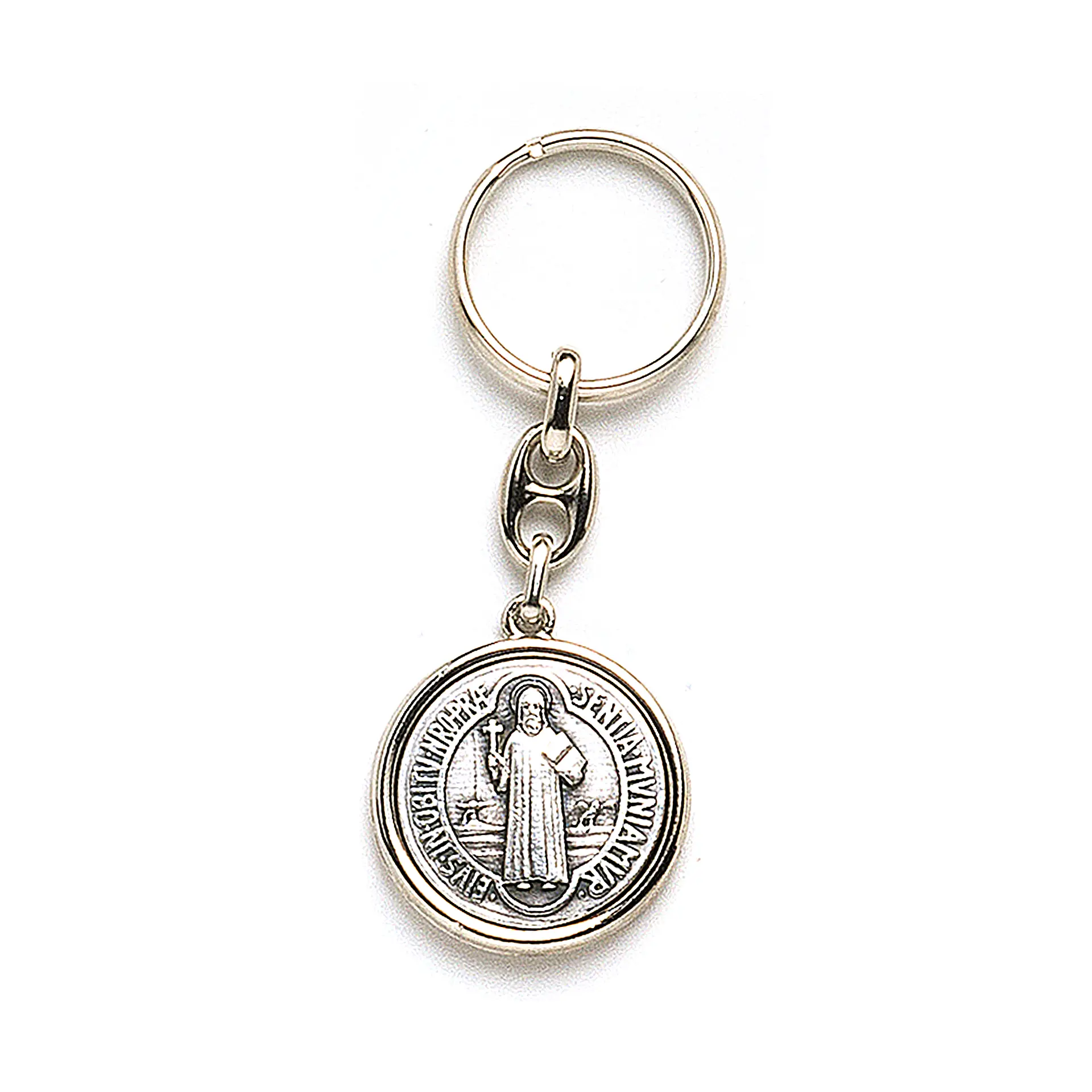 Saint Benedict Medal Key Chain silver