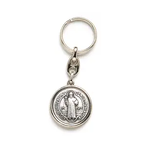 Saint Benedict Medal Key Chain silver