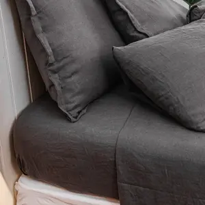 Lilla & Charles French Linen Fitted Sheet 100% European Flax 165 GSM OEKO-TEX Certified Soft & Ethical Craftsmanship for Twin Full Queen Sizes