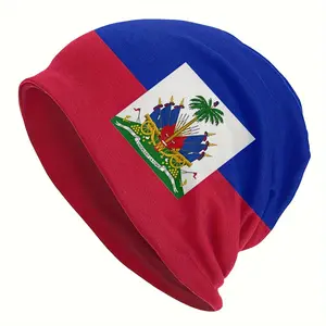 Funky Haiti Flag Beanie – Stretchable Unisex Knit Cap with National Emblem