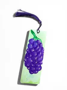 Hand-Painted Watercolor Grape Bookmark  Original Art Bookmark with Tassel & Protective Sleeve  JoJo Collection
