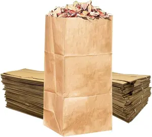 Large 30 Gallon Brown Paper Yard Waste Leaf Bags for Yard/Garden/Lawn - Environmental Friendly Tear Resistant Heavy Duty 2 Ply Self Standing (Pack of 5)
