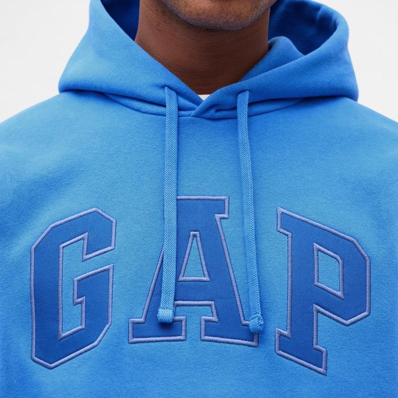 GAP Men's VintageSoft Arch Logo Hoodie Soft Brushed Sweatshirt Stylish Lounge Relaxed Fit 77% Cotton 23% Polyester Double-Layered Hood Drawcords Front Kanga Pocket