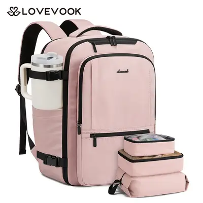 LOVEVOOK 40L Travel Backpack For Women – Flight Approved Carry On, Fits 17” Laptop, With Toiletry & Shoe Bag - View #8