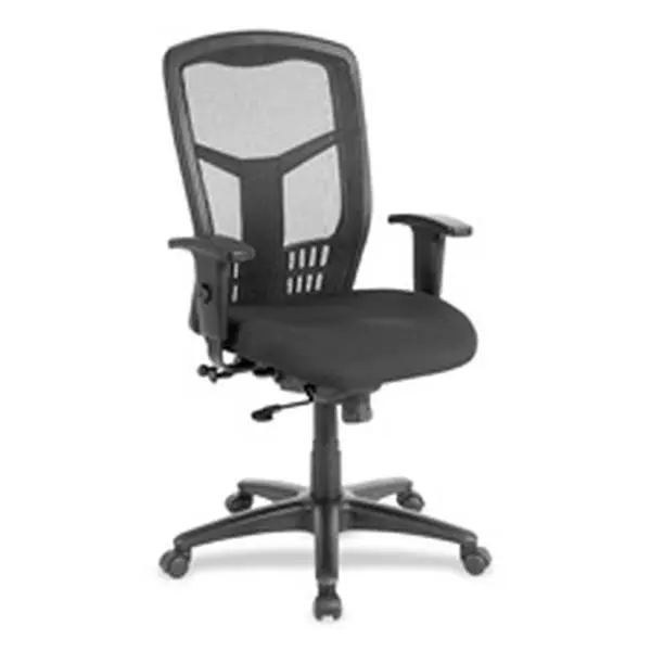 Black Exec High-Back Desk Chair - 360-Degree Rotation, Adjustable Height, Glide & Tilt, Mesh & Steel Back/Seat, Lumbar Support, Plastic Accents, for WFH Setup, 28.5in x 28.5in x 45in, Contour Ergonomic Chairs & Stools