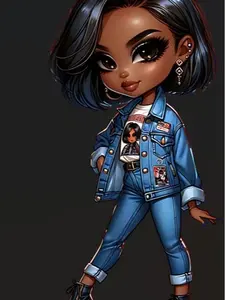 Street Style Girl Ready-to-Press DTF Heat Transfer, Craft Direct-to-Film Transfer, Cotton-Compatible & Polyester-Suitable for DIY Specialty Supplies
