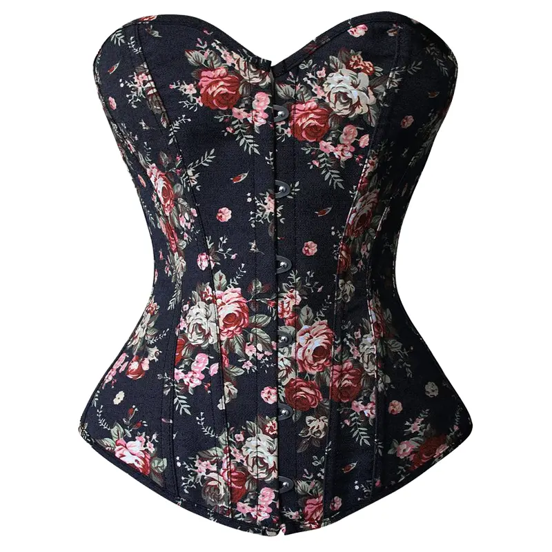 Corset Tops for Women Satin Lace Up Corset Top Plus Size Gothic Corset Overbust 5804-D1
