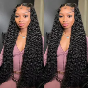 30 36 Inch Curly 13X4 13x6 HD Transparent Lace Front Human Hair Wig For Women High Density Brazilian Loose Deep Wave Water Wave Lace Frontal Wigs