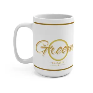 Elegant Wedding Mug Groom| Bridal Gift, Couple's Keepsake, Anniversary Coffee Cup, Engagement Celebration, Personalized Drinkware