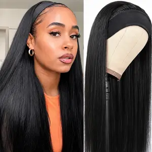 Straight Headband Wig for Women, Glueless Synthetic Wear And Go Wig, 250% Density Heat Resistant Fiber, Beginner Friendly No Glue Wig, Natural Black Daily Wear Wig