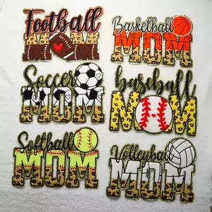 Mom Large Logo American Football/Baseball/Softball Chenille Patch Iron on Sports Patches