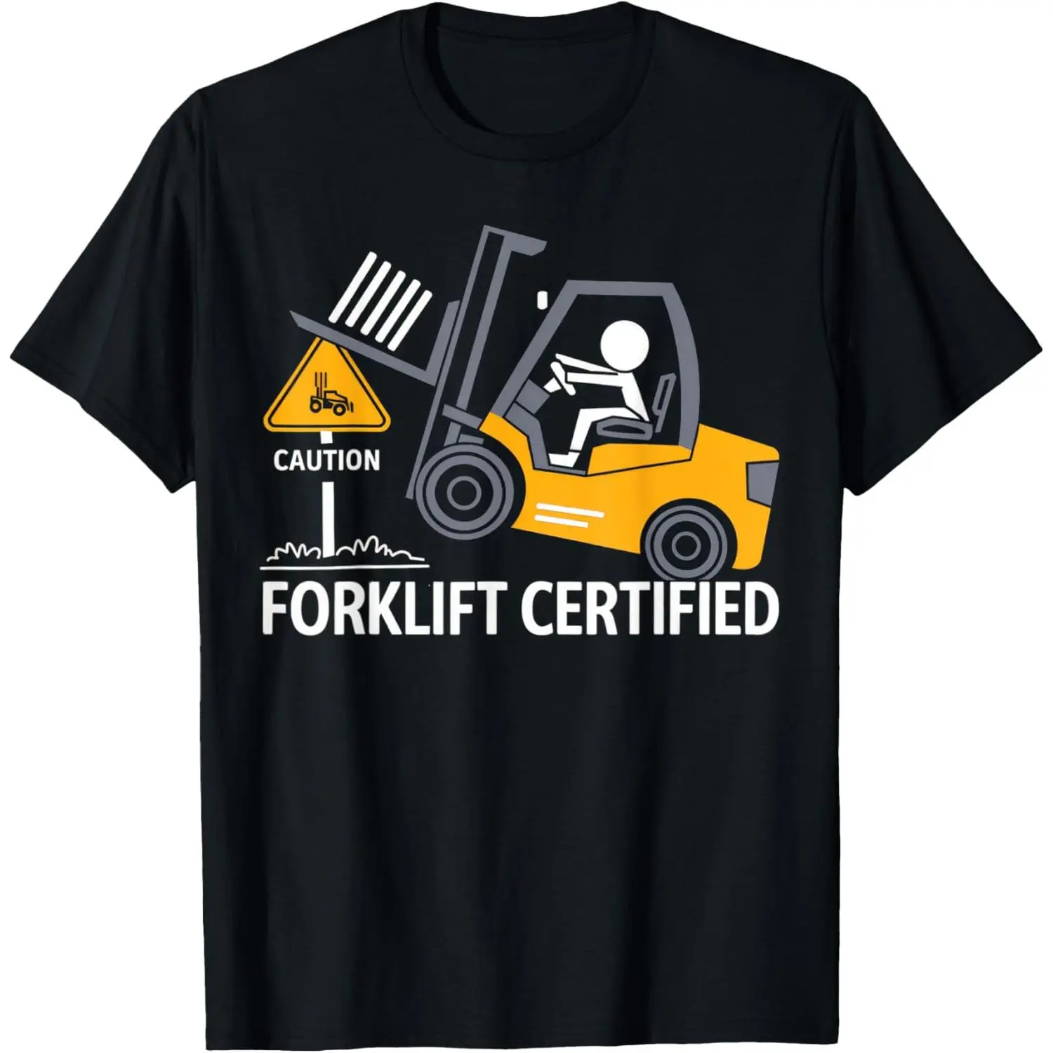 100%cotton Funny Forklift Certified Caution Warehouse Workers Drivers T-Shirt