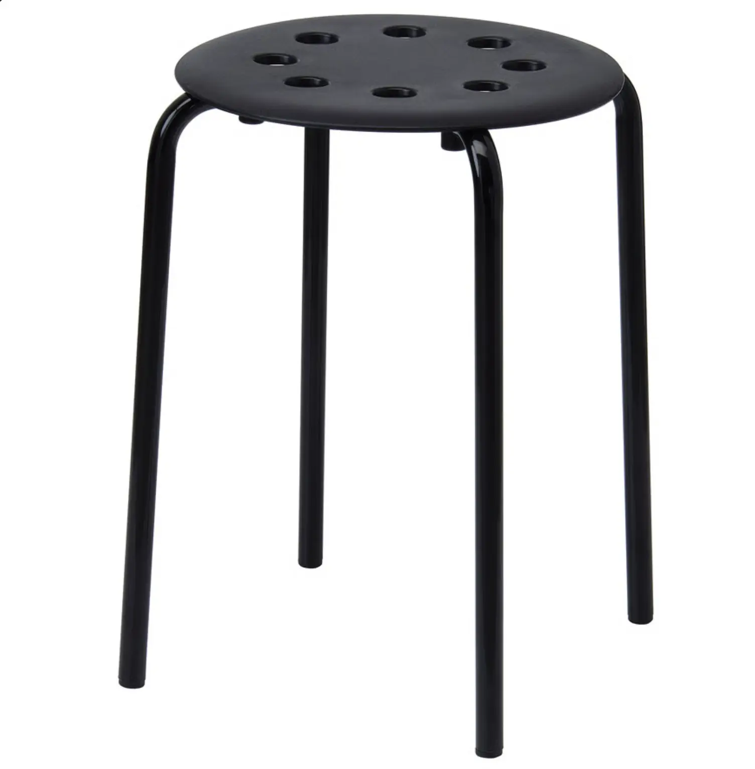 IKEA MARIUS Stool – Stackable Round Plastic Seat Stool, Small Space Seating, Kitchen Bathroom Bedroom Stool, Plant Stand & Side Table, Lightweight Steel Legs, White/Black